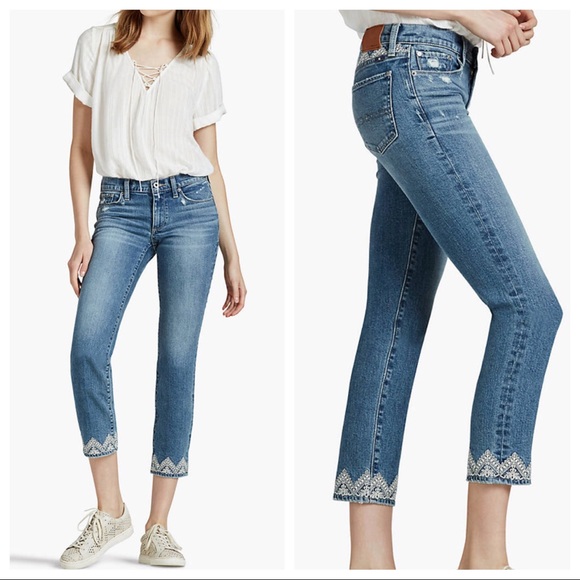 lucky brand floral embroidered jeans
